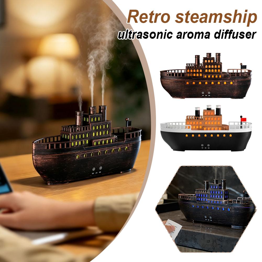 Home Fragrance Essence - Diffuser Minyak Esensial Ultrasonik Retro Steamboat,